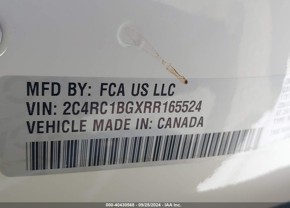 2024 CHRYSLER PACIFICA TOURING L VIN: 2C4RC1BGXRR165524