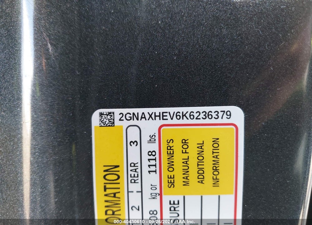 2019 CHEVROLET EQUINOX LS VIN: 2GNAXHEV6K6236379