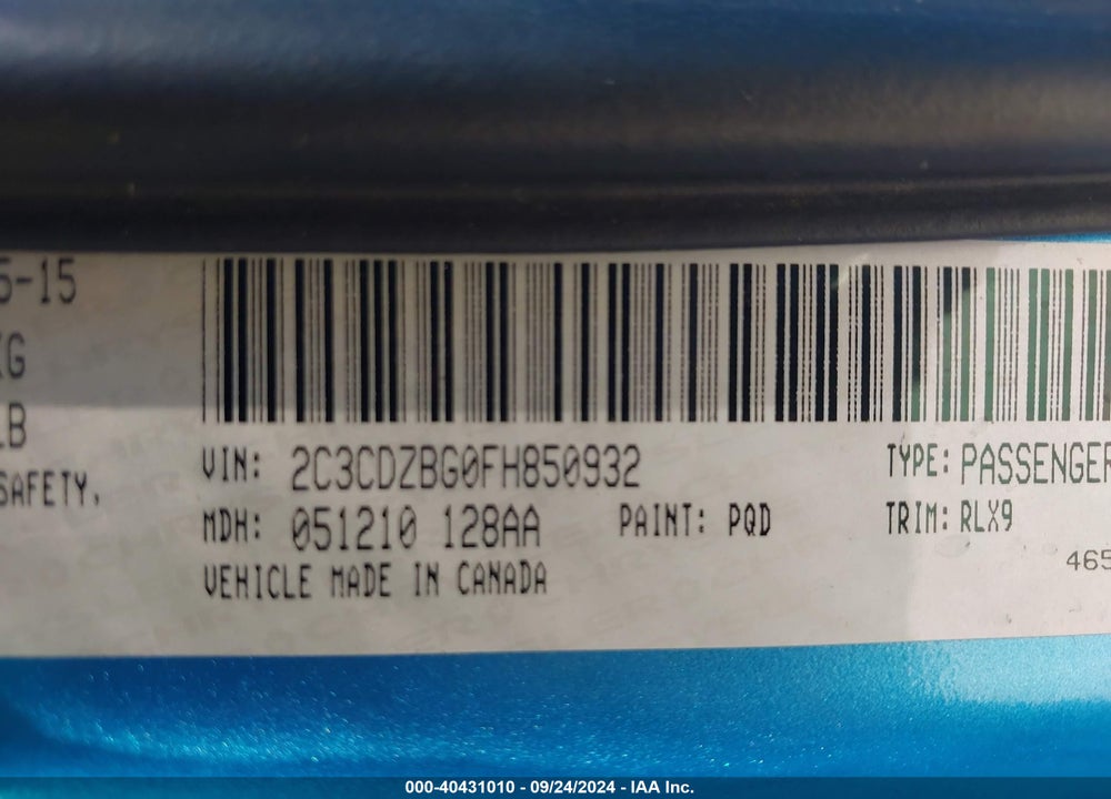 2015 DODGE CHALLENGER SXT PLUS VIN: 2C3CDZBG0FH850932