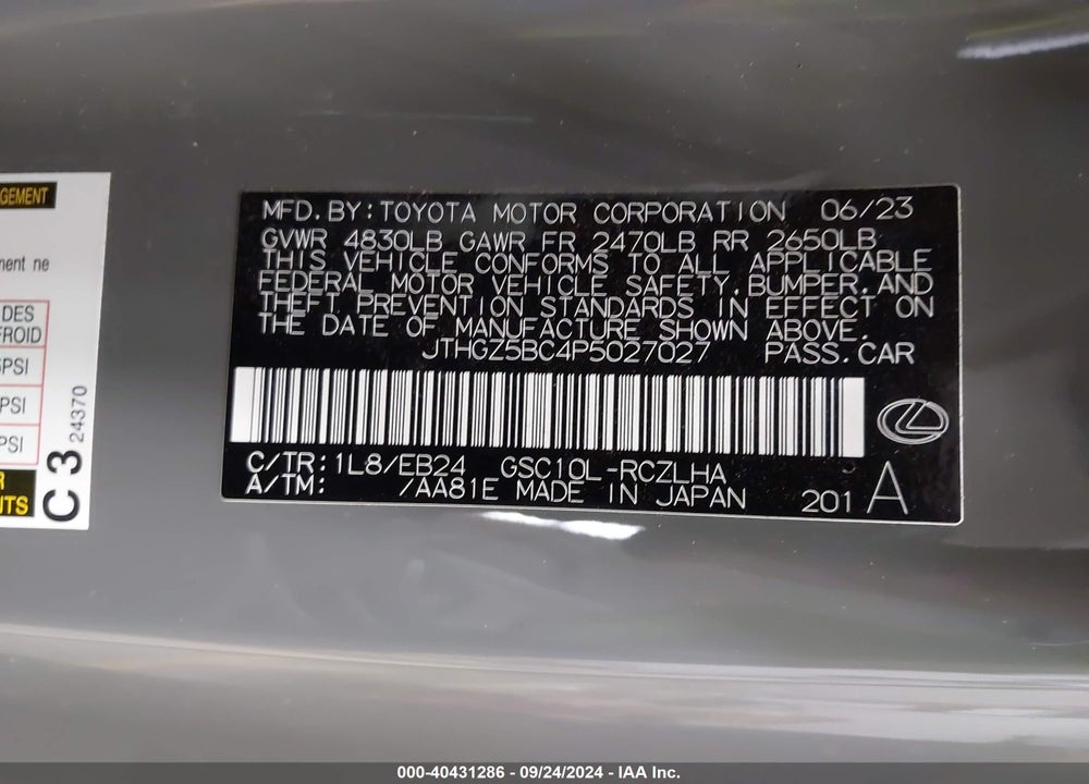 2023 LEXUS RC 350 F-SPORT VIN: JTHGZ5BC4P5027027