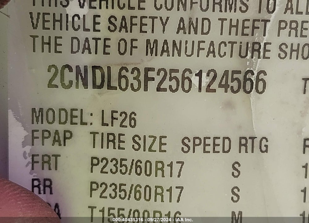 2005 CHEVROLET EQUINOX LT VIN: 2CNDL63F256124566