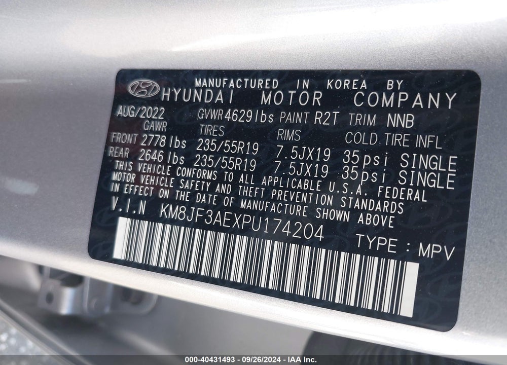 2023 HYUNDAI TUCSON XRT VIN: KM8JF3AEXPU174204