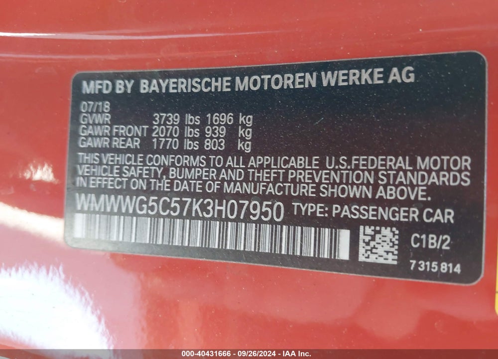 2019 MINI CONVERTIBLE COOPER VIN: WMWWG5C57K3H07950
