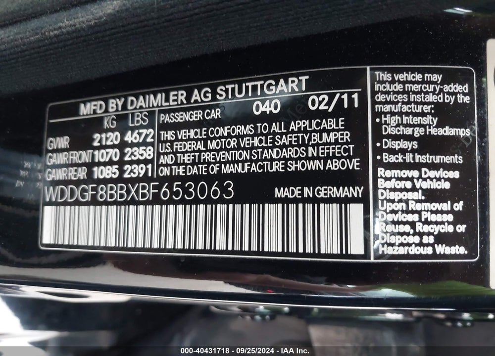 2011 MERCEDES-BENZ C 300 LUXURY 4MATIC/SPORT 4MATIC VIN: WDDGF8BBXBF653063