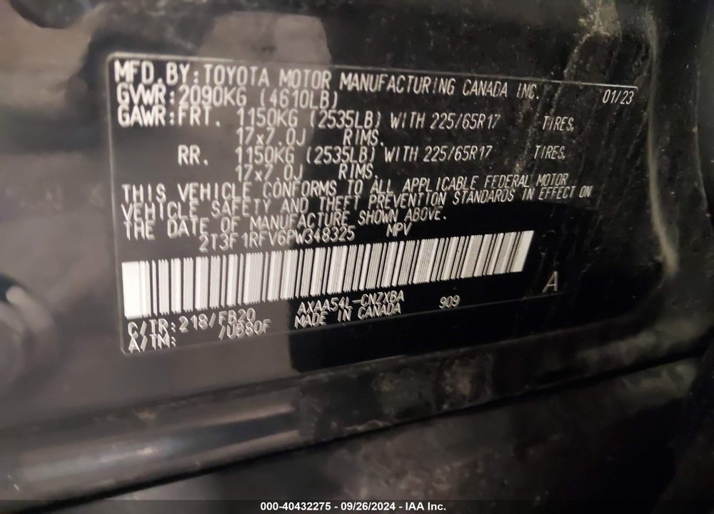 2023 TOYOTA RAV4 LE VIN: 2T3F1RFV6PW348325