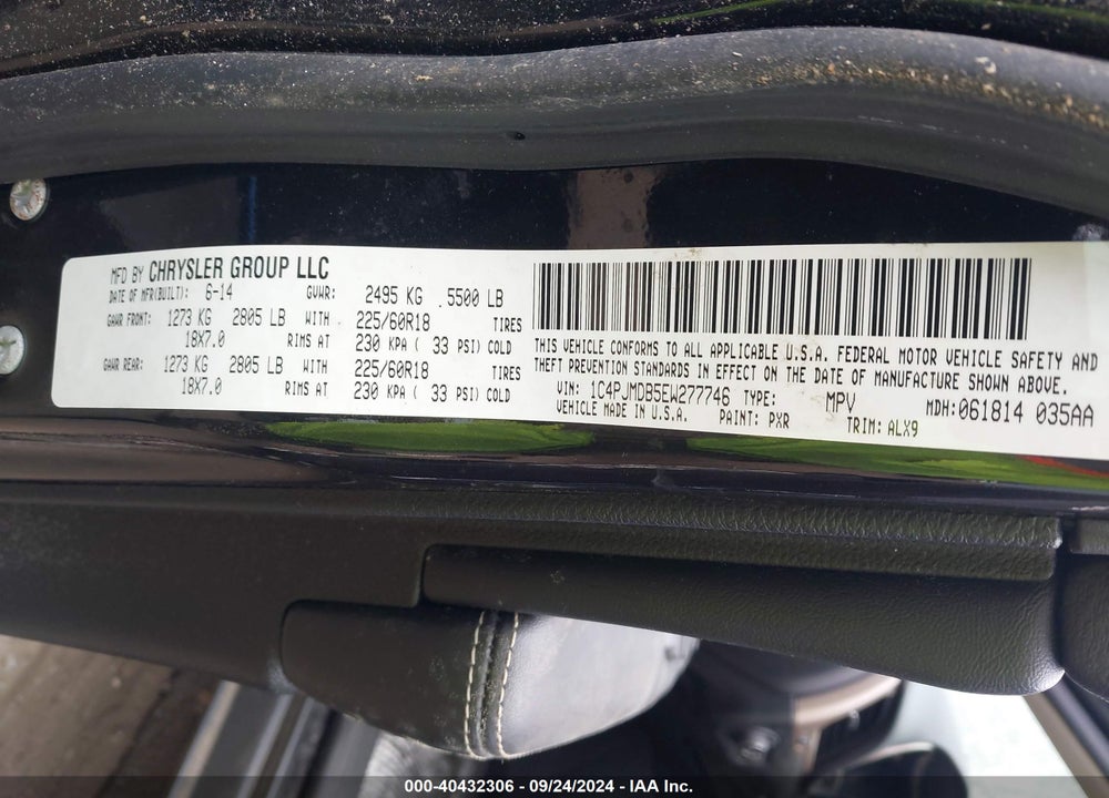 2014 JEEP CHEROKEE LIMITED VIN: 1C4PJMDB5EW277746