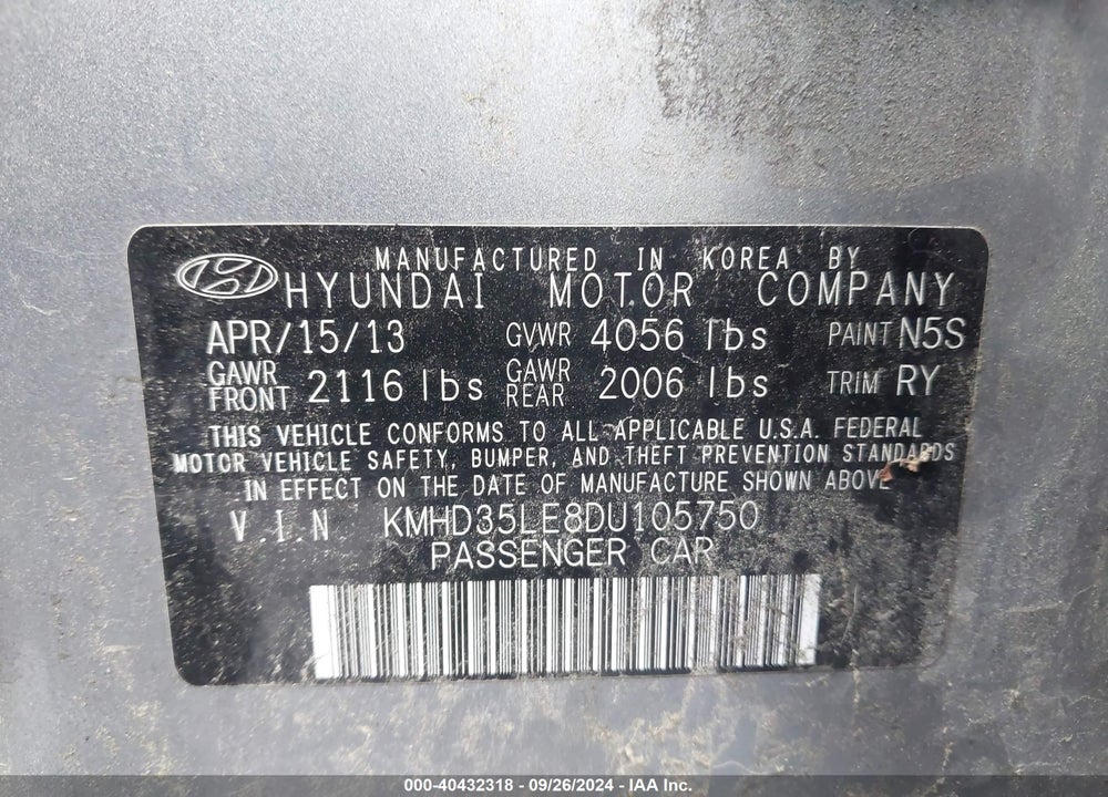 2013 HYUNDAI ELANTRA GT VIN: KMHD35LE8DU105750