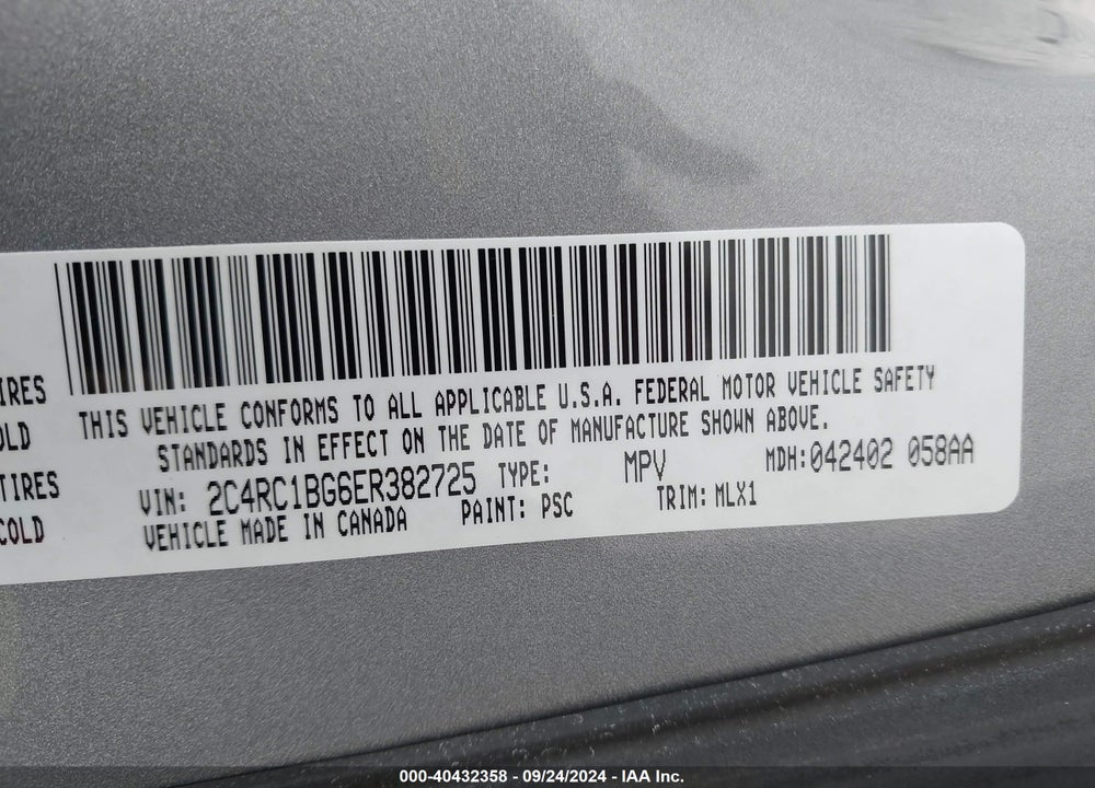 2014 CHRYSLER TOWN & COUNTRY TOURING VIN: 2C4RC1BG6ER382725