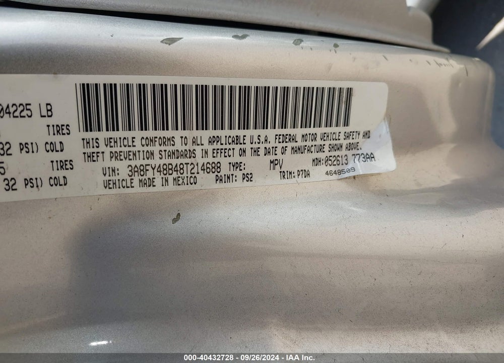 2008 CHRYSLER PT CRUISER LX VIN: 3A8FY48B48T214688