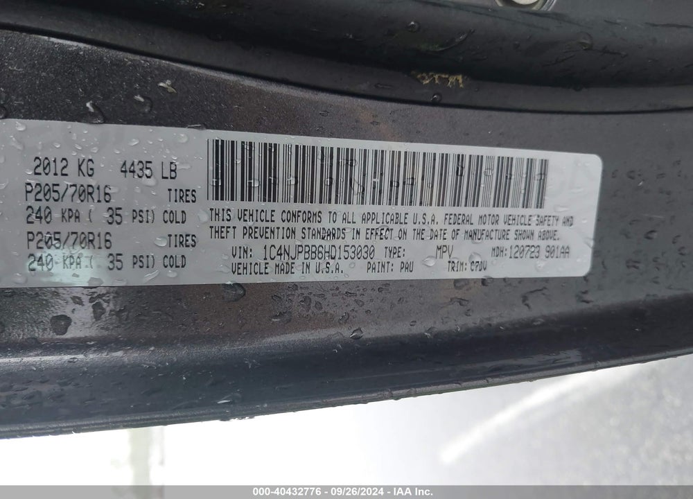 2017 JEEP PATRIOT SPORT FWD VIN: 1C4NJPBB6HD153030