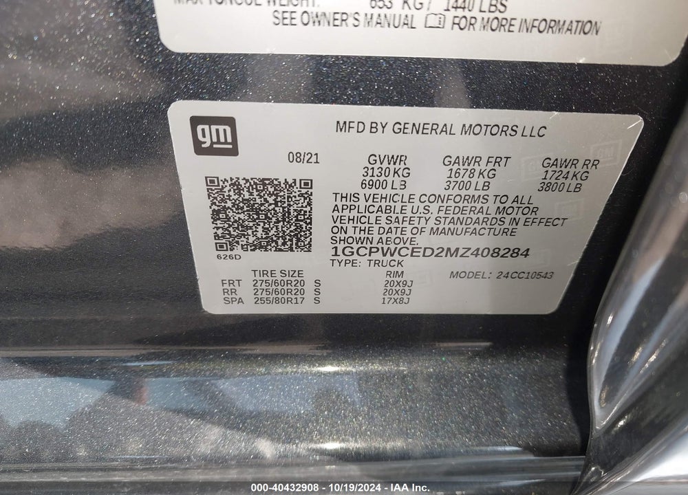 2021 CHEVROLET SILVERADO 1500 2WD SHORT BED LT VIN: 1GCPWCED2MZ408284