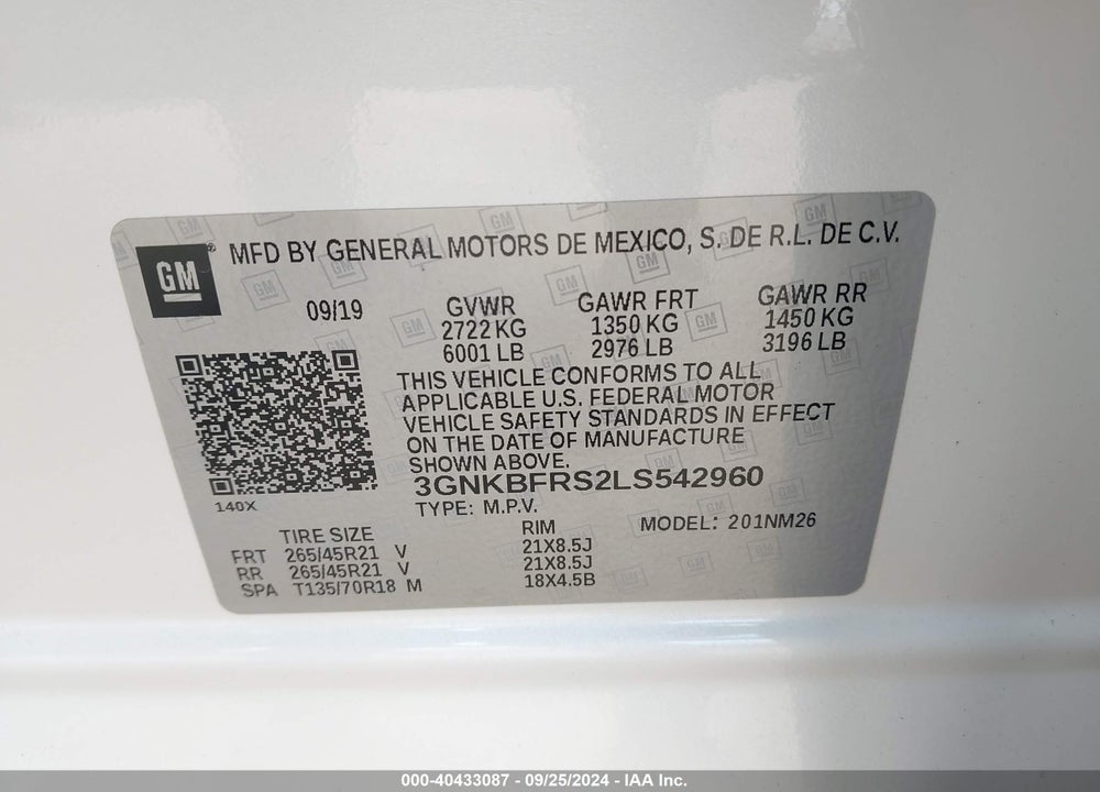 2020 CHEVROLET BLAZER FWD PREMIER VIN: 3GNKBFRS2LS542960
