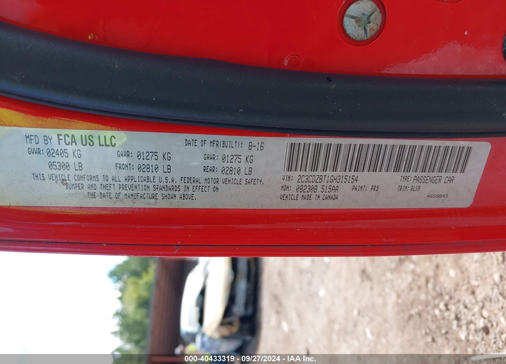 2016 DODGE CHALLENGER R/T PLUS VIN: 2C3CDZBT1GH315154