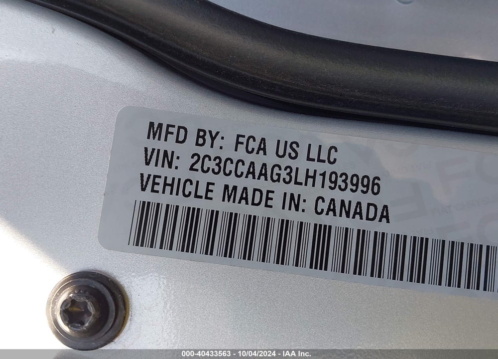 2020 CHRYSLER 300 TOURING L VIN: 2C3CCAAG3LH193996