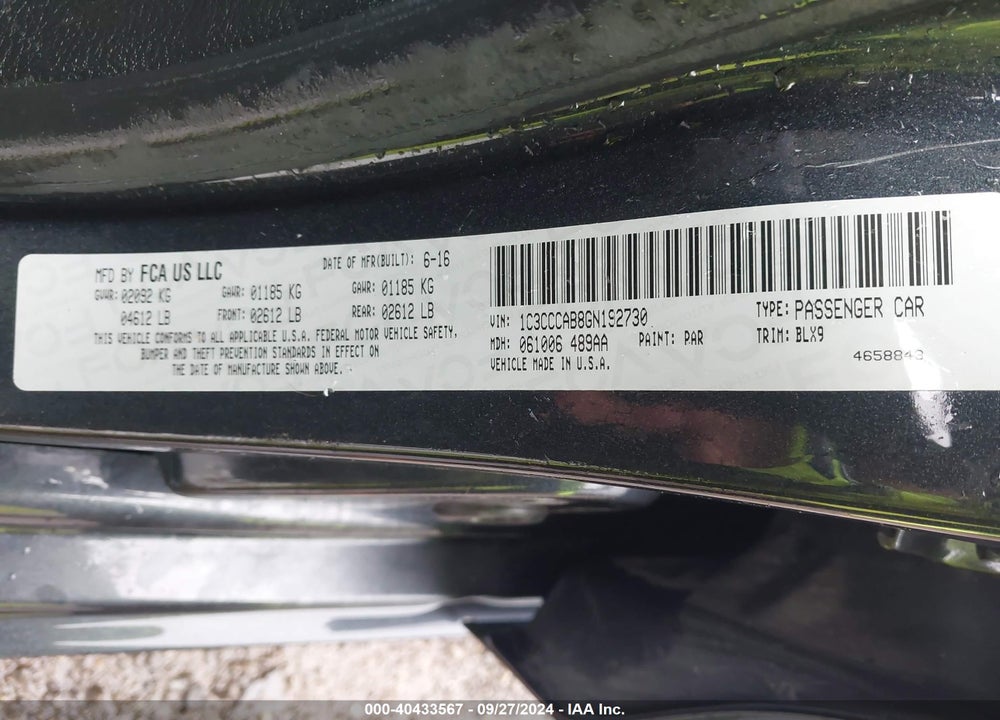 2016 CHRYSLER 200 LIMITED PLATINUM VIN: 1C3CCCAB8GN192730
