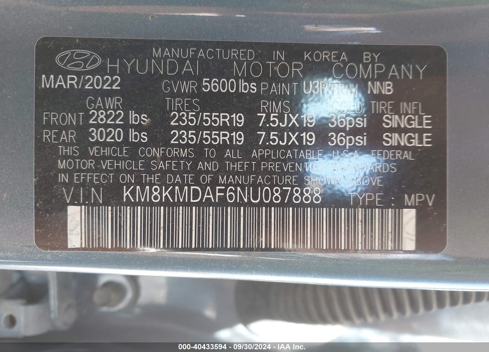 2022 HYUNDAI IONIQ 5 SE VIN: KM8KMDAF6NU087888