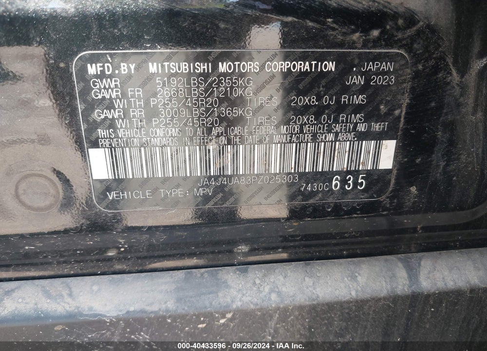 2023 MITSUBISHI OUTLANDER SE 2.5 S-AWC VIN: JA4J4UA83PZ025303