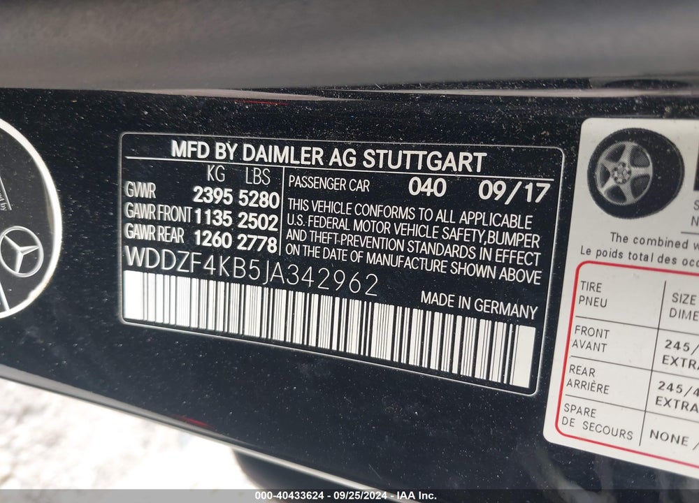 2018 MERCEDES-BENZ E 300 4MATIC VIN: WDDZF4KB5JA342962