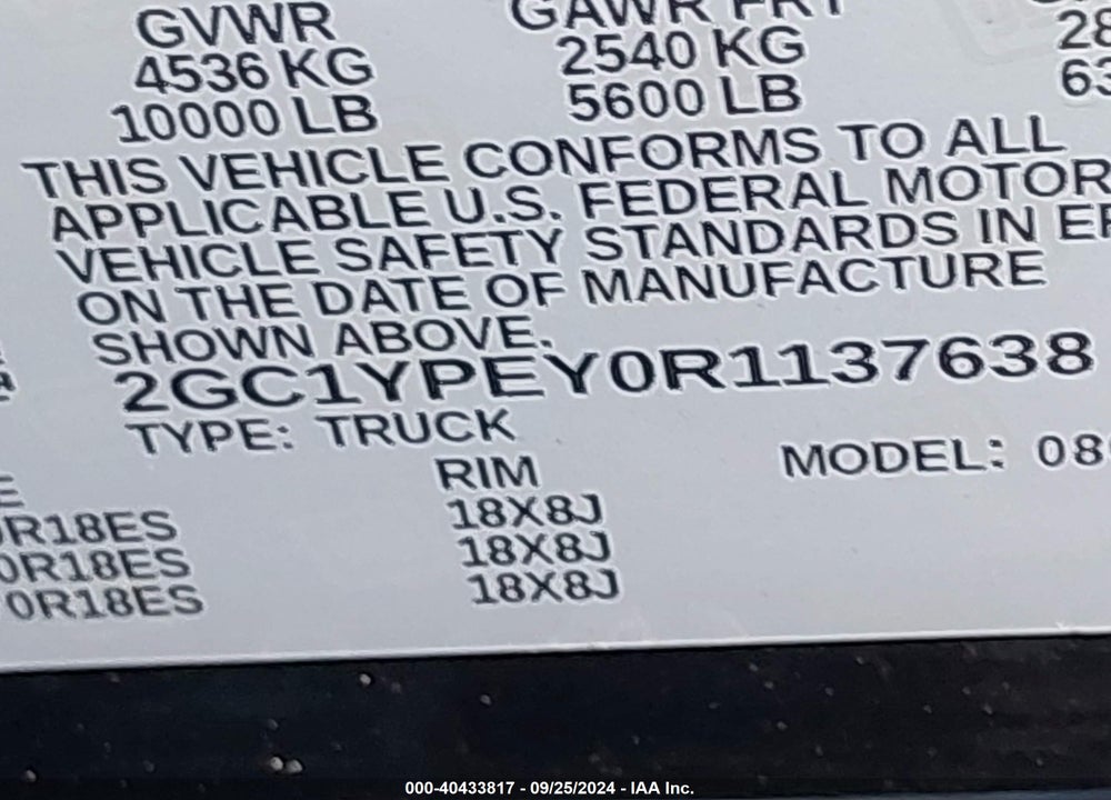 2024 CHEVROLET SILVERADO 2500HD 4WD STANDARD BED LTZ VIN: 2GC1YPEY0R1137638