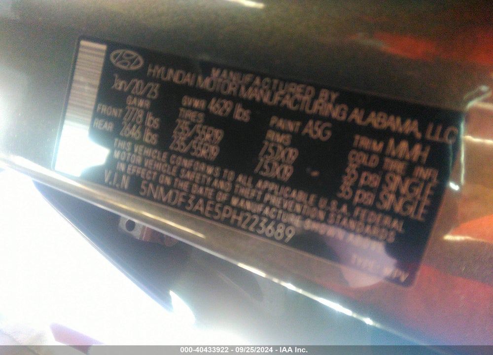 2023 HYUNDAI TUCSON SEL VIN: 5NMJF3AE5PH223689