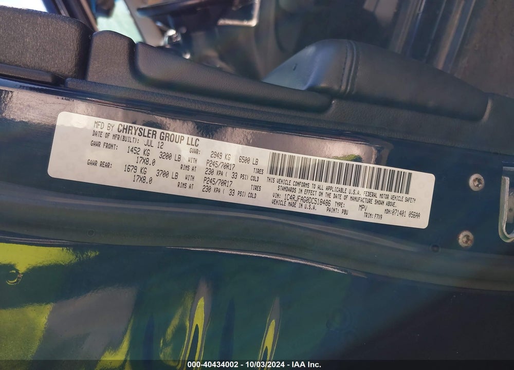 2013 JEEP GRAND CHEROKEE LAREDO VIN: 1C4RJFAG0DC518486
