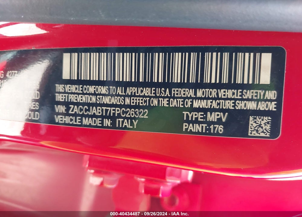 2015 JEEP RENEGADE LATITUDE VIN: ZACCJABT7FPC26322