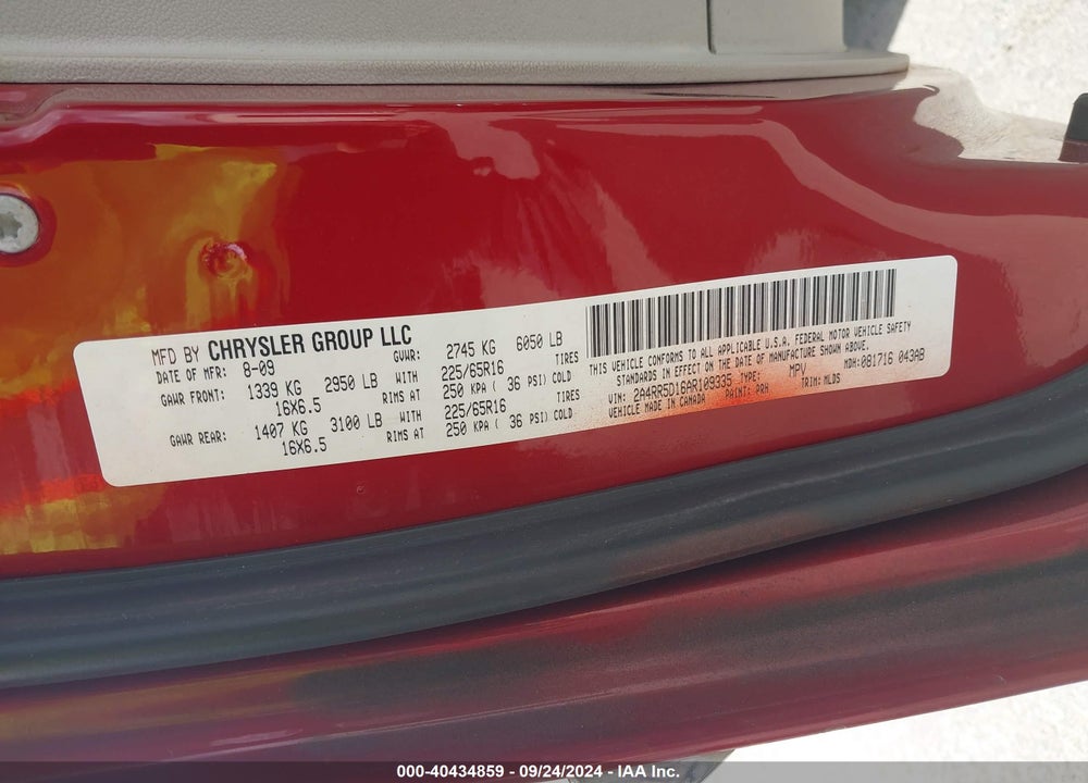 2010 CHRYSLER TOWN & COUNTRY TOURING VIN: 2A4RR5D16AR109335
