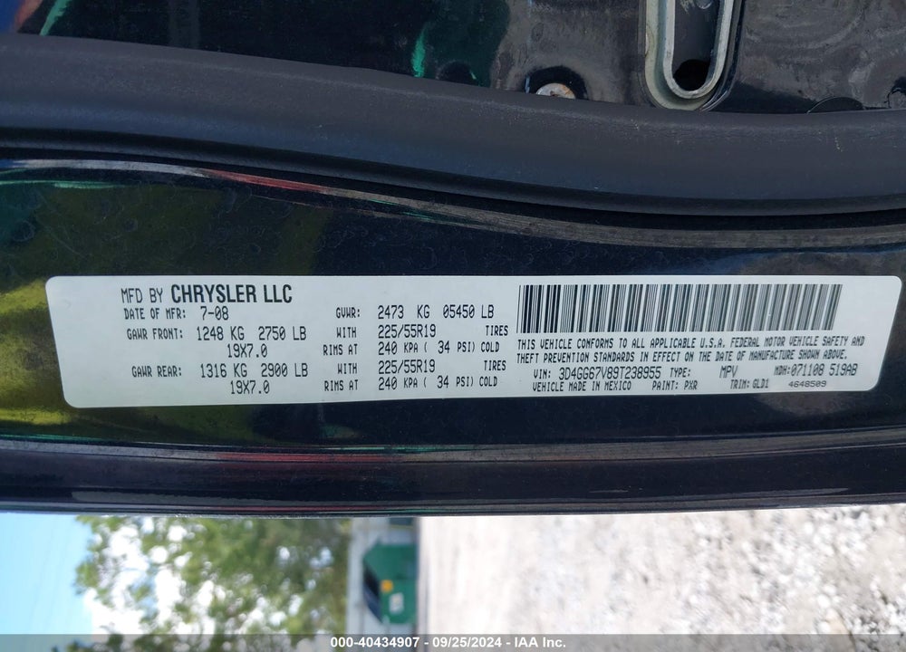 2009 DODGE JOURNEY R/T VIN: 3D4GG67V89T238955