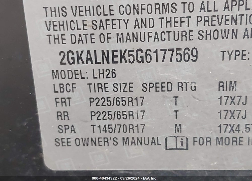 2016 GMC TERRAIN SLE-2 VIN: 2GKALNEK5G6177569