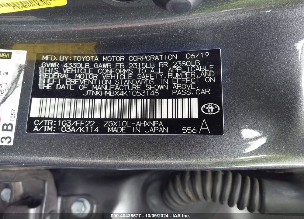 2019 TOYOTA C-HR XLE VIN: JTNKHMBX4K1053148