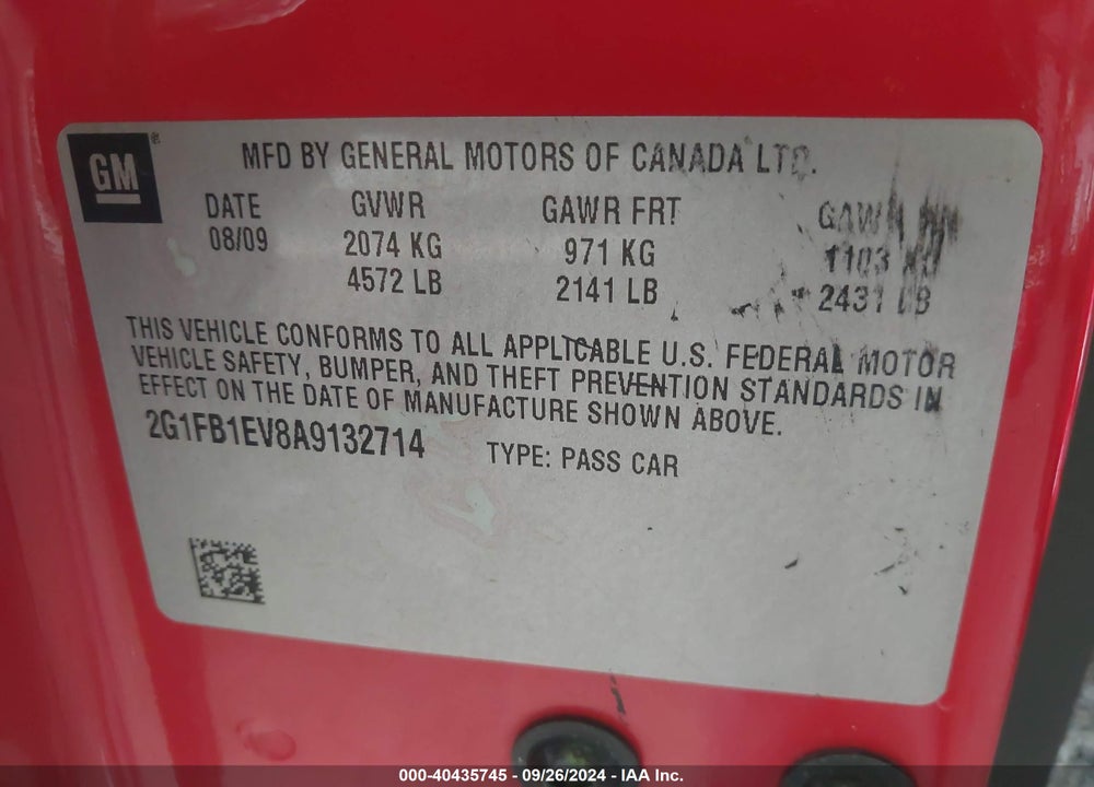 2010 CHEVROLET CAMARO 1LT VIN: 2G1FB1EV8A9132714