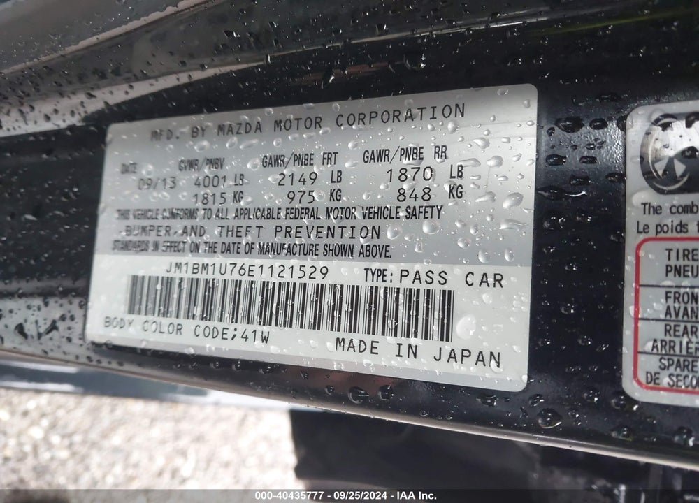 2014 MAZDA 3 I SPORT VIN: JM1BM1U76E1121529