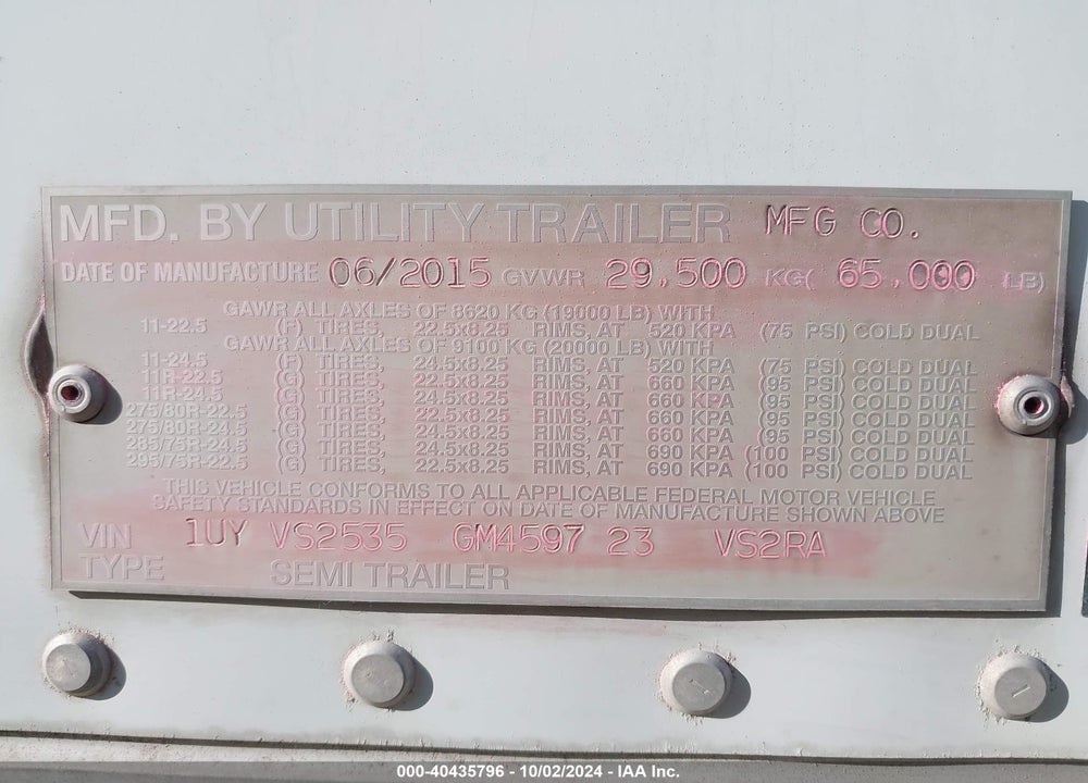 2016 UTILITY TRAILER MFG TRAILER VIN: 1UYVS2535GM459723