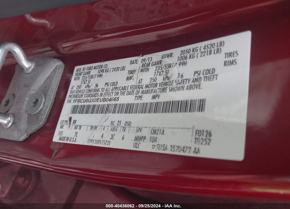 2014 FORD ESCAPE SE VIN: 1FMCU0GX0EUB04665