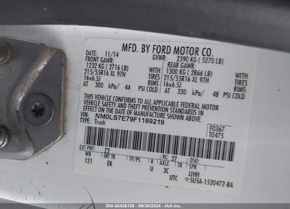 2015 FORD TRANSIT CONNECT XL VIN: NM0LS7E79F1189219