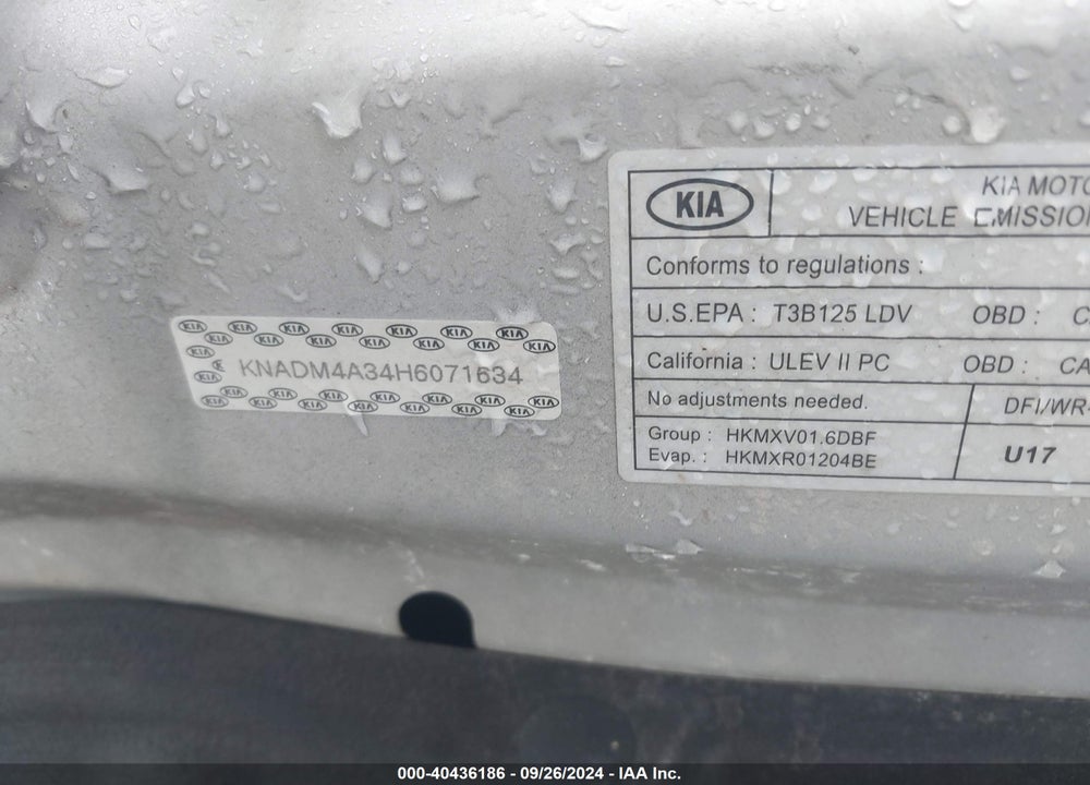 2017 KIA RIO LX VIN: KNADM4A34H6071634