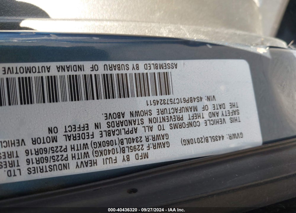 2005 SUBARU OUTBACK 2.5I VIN: 4S4BP61C757324511