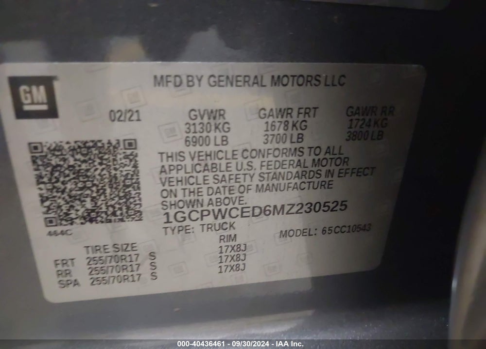 2021 CHEVROLET SILVERADO 1500 2WD SHORT BED LT VIN: 1GCPWCED6MZ230525