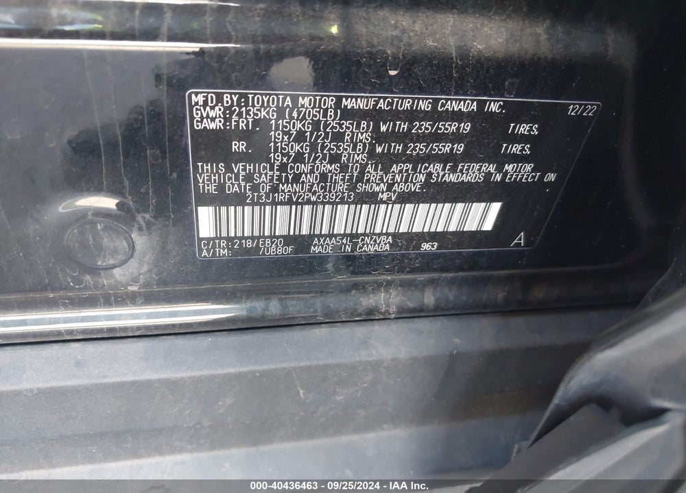 2023 TOYOTA RAV4 ADVENTURE VIN: 2T3J1RFV2PW339213