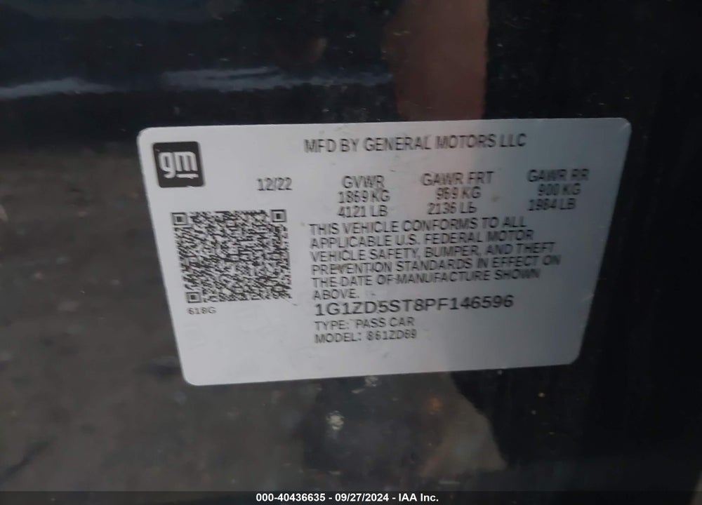 2023 CHEVROLET MALIBU FWD 1LT VIN: 1G1ZD5ST8PF146596