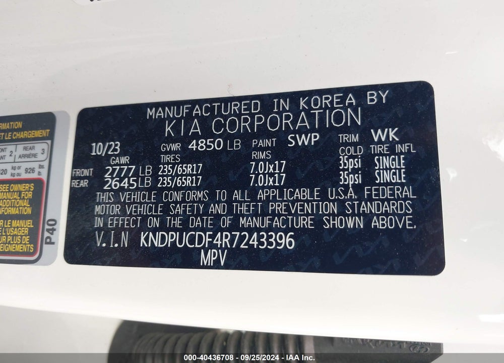 2024 KIA SPORTAGE LX VIN: KNDPUCDF4R7243396