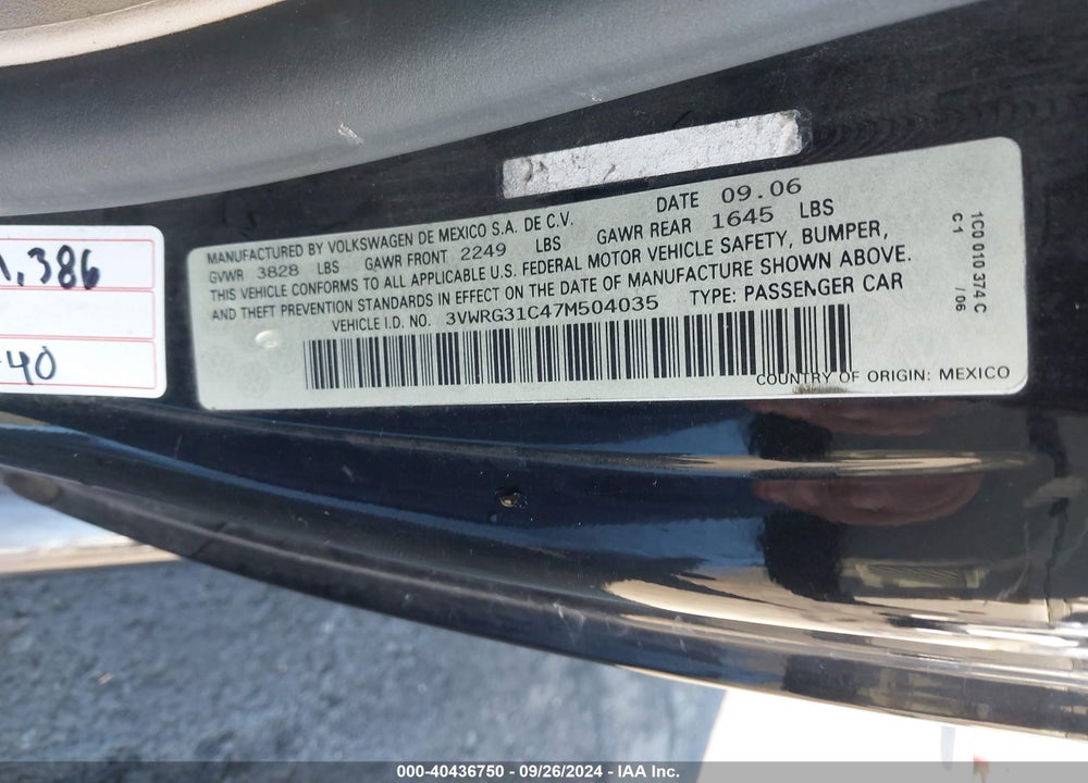 2007 VOLKSWAGEN NEW BEETLE 2.5 VIN: 3VWRG31C47M504035