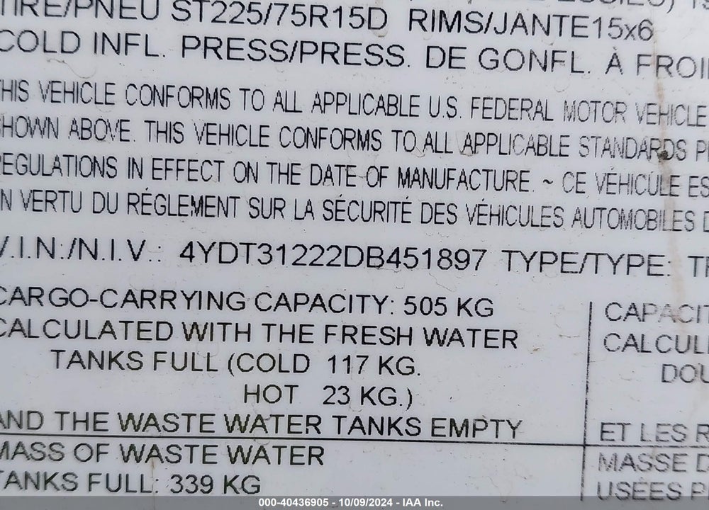 2013 KEYSTONE OUTBACK M-312BH VIN: 4YDT31222DB451897