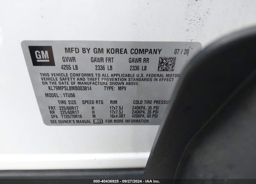 2021 CHEVROLET TRAILBLAZER FWD LT VIN: KL79MPSL8MB003814