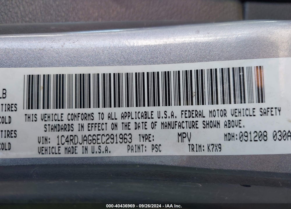 2014 DODGE DURANGO SXT VIN: 1C4RDJAG6EC291963