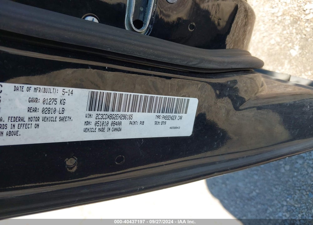 2014 DODGE CHARGER SE VIN: 2C3CDXBG2EH296165