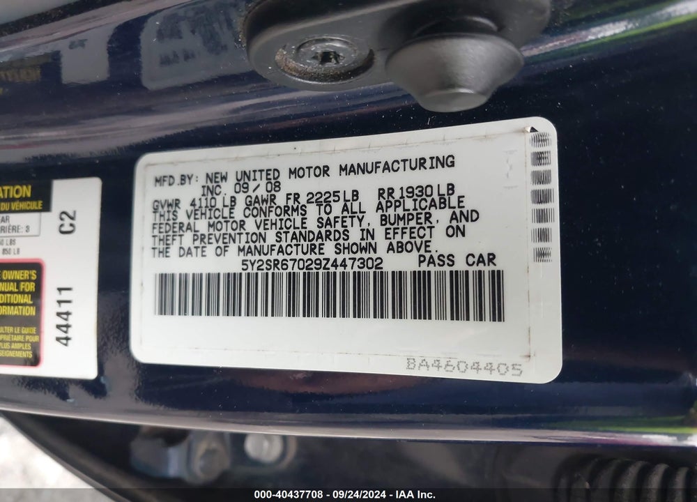 2009 PONTIAC VIBE GT VIN: 5Y2SR67029Z447302
