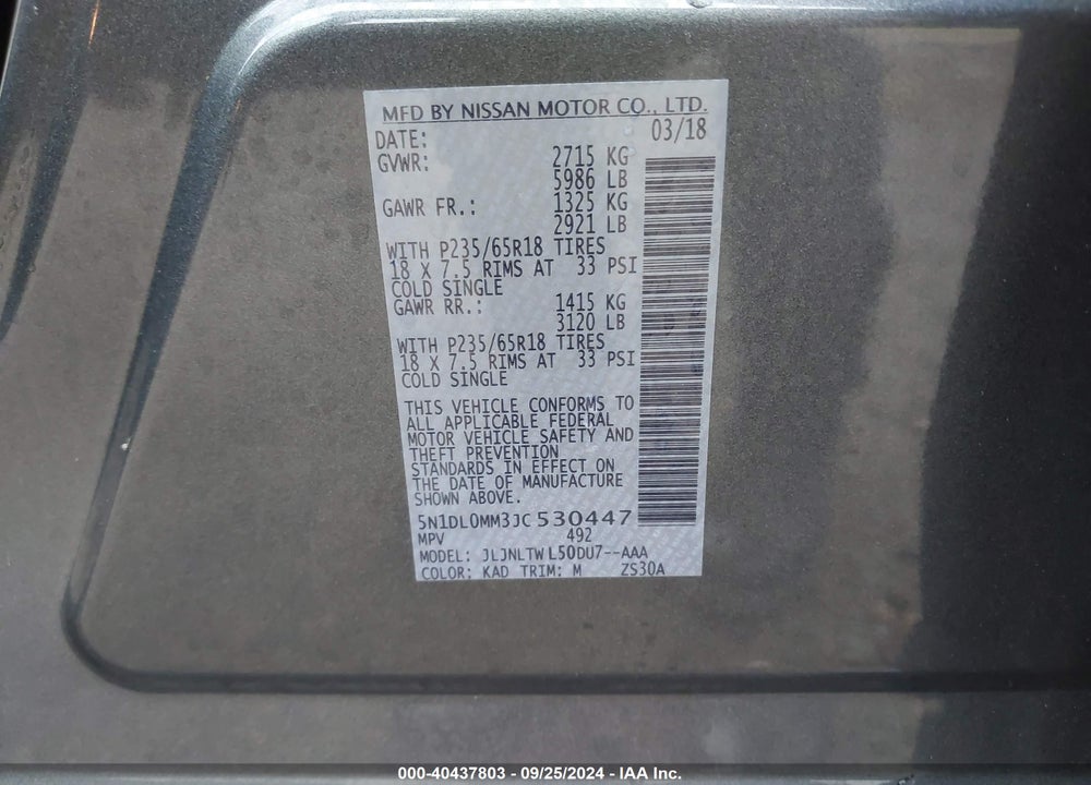 2018 INFINITI QX60 VIN: 5N1DL0MM3JC530447