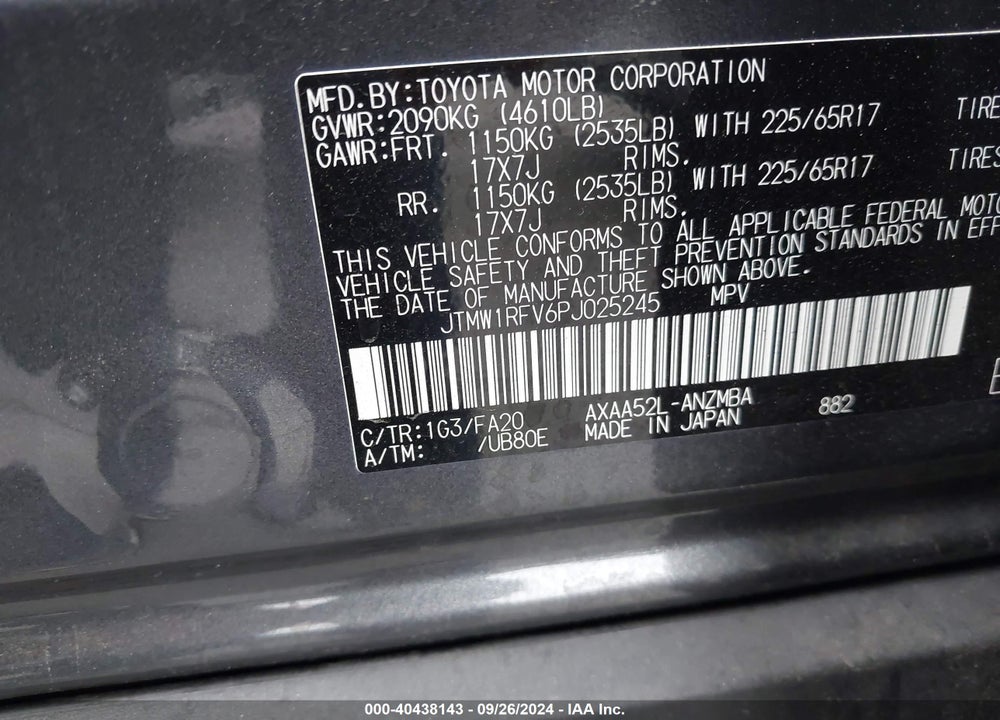 2023 TOYOTA RAV4 VIN: JTMW1RFV6PJ025245