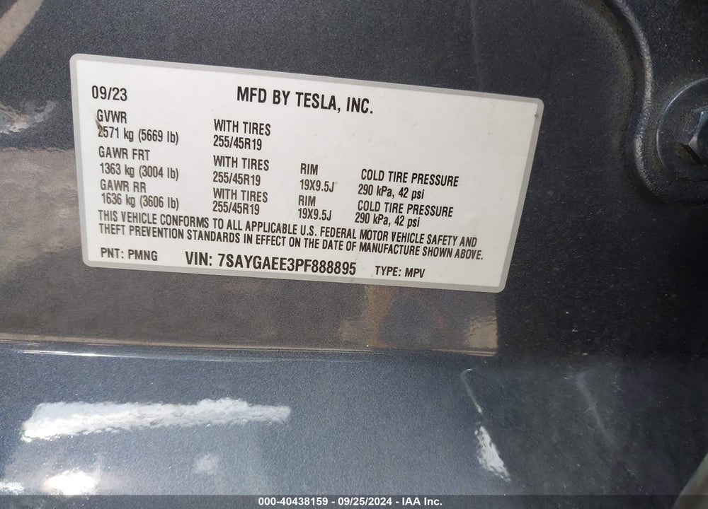 2023 TESLA MODEL Y VIN: 7SAYGAEE3PF888895